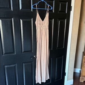 Love Stitch Blush Striped V-Neck Maxi Dress